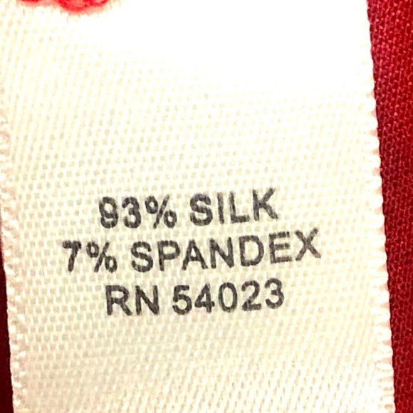 Banana Republic red satin silk short sleeve v neck top sz 0 - Picture 7 of 10